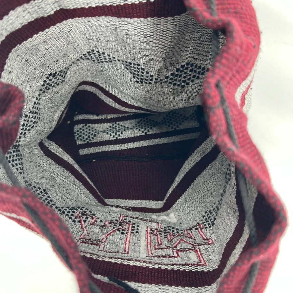 Texas‎ A&M ATM Maroon Gray Striped Drawstring Backpack Bag